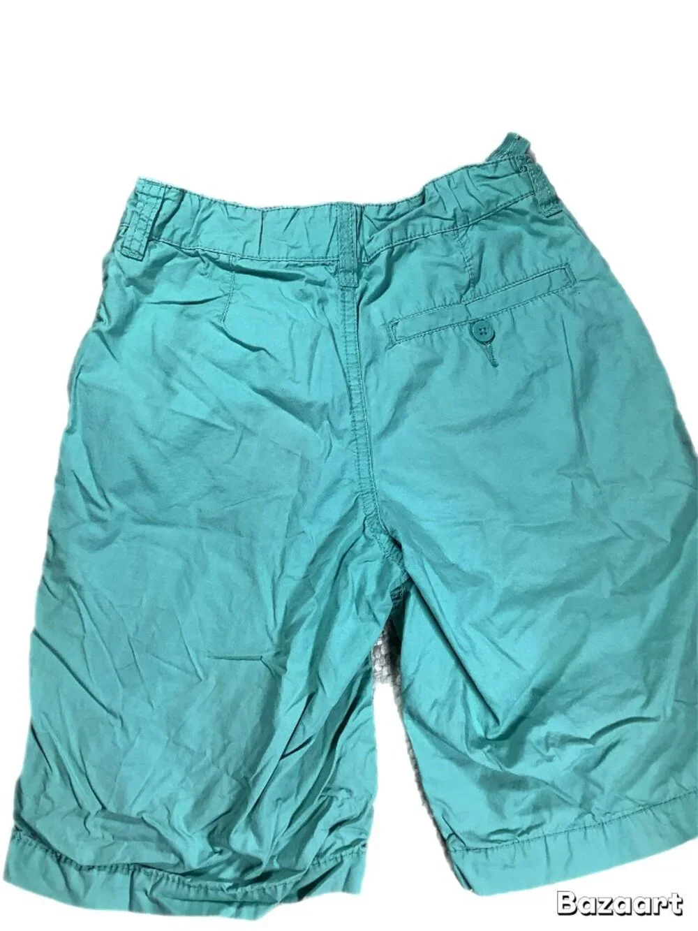 Old Navy Boys Cotton Shorts Teal Size 8 Adjustable Built-In Belt